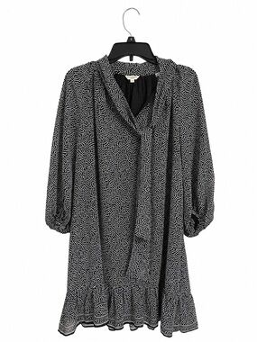 Max Studio Tie Neck Trapeze Dress – Women’s Small – Black & White Print